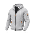 Herren nan funktionale Kapuzen-Sweatjacke mit durchgehendem Reißverschluss, Ärmeltasche und wasserabweisenden Reißverschlüssen