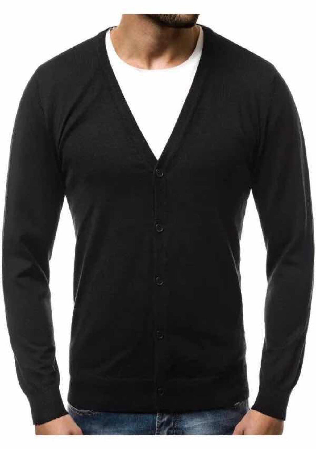Herren nan Feinstrick-Cardigan mit V-Ausschnitt, schmaler Passform und durchgehender Knopfleiste