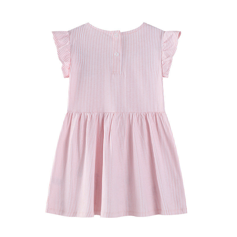 Mädchen Sommerkleid mit floralem Design und verspielten Flamingo-Applikationen