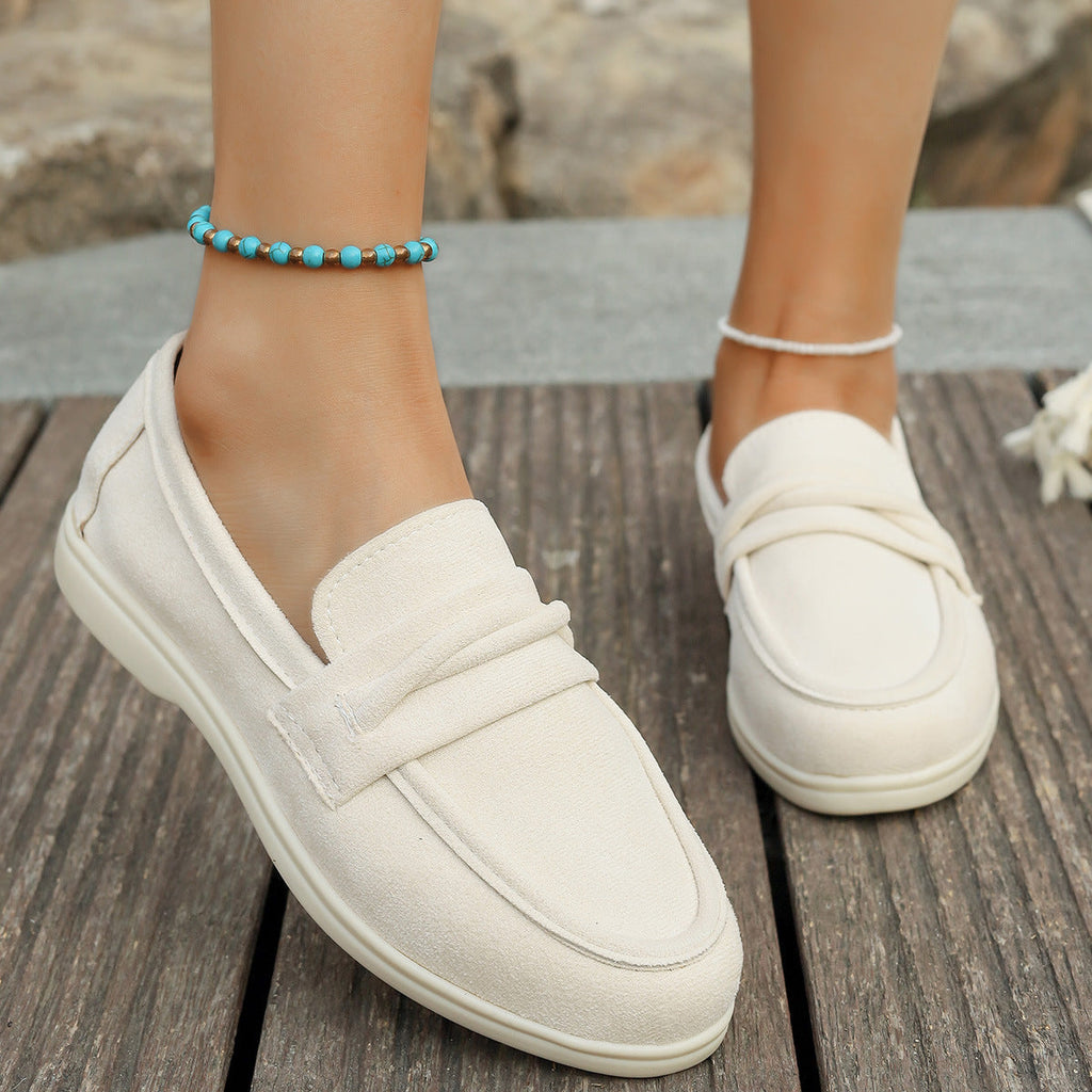 Damen nan elegante Wildlederoptik-Loafer mit gepolstertem Komfortfußbett