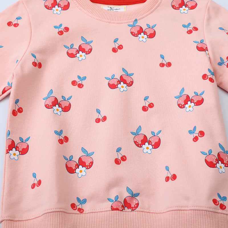 Mädchen Sweatshirt mit fröhlichem Kirsch-Design