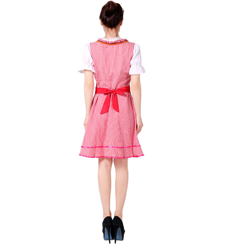 Damen nan Trachtenkleid im Vintage-Stil mit elastischem Bund verstellbarer Schnürung und schmeichelndem Tellerrock