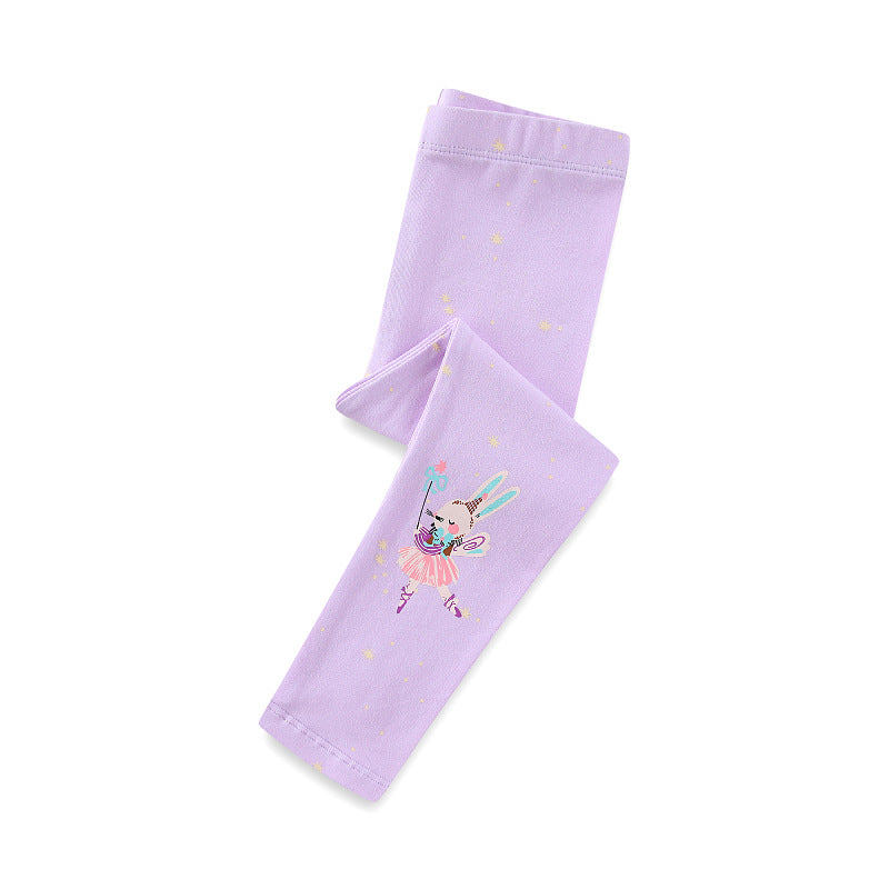 Mädchen Leggings mit verspieltem Einhorn- und Hasenmuster