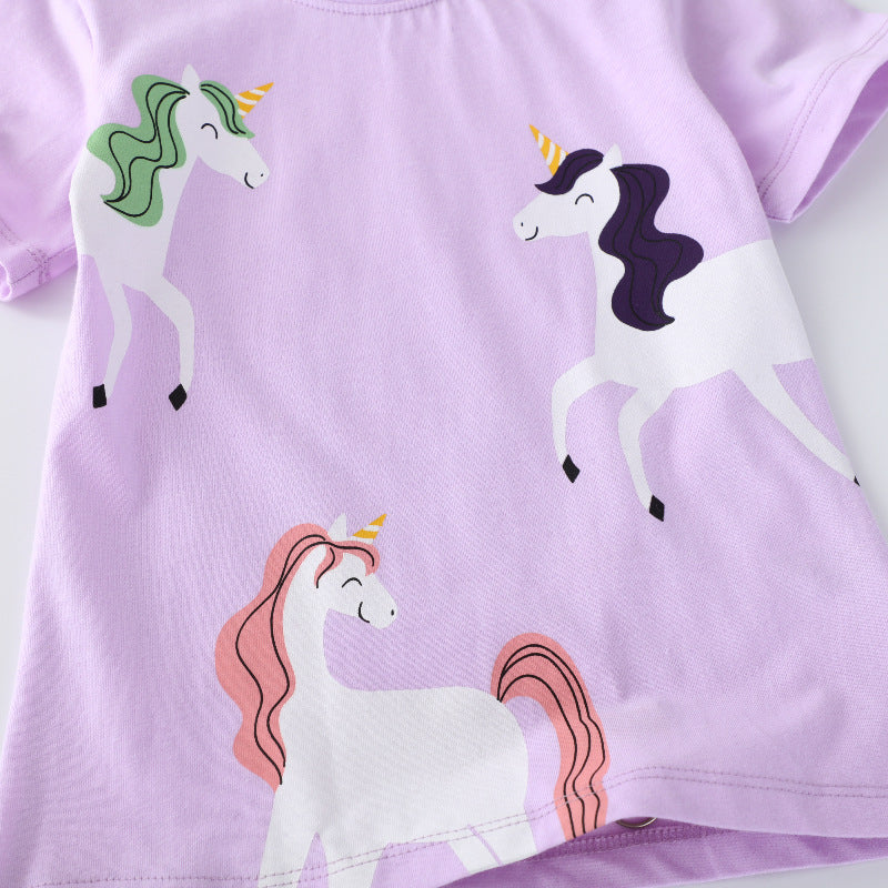 Mädchen T-Shirt mit niedlichem Einhorn-Design