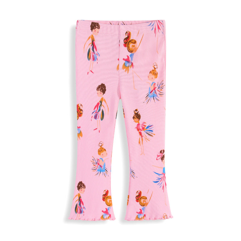 Mädchen Leggings mit buntem Ballerina-Design
