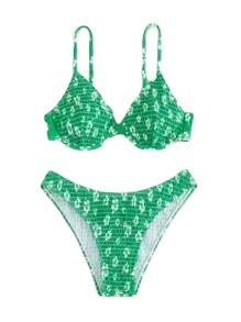 Damen Hochgeschnittener Bikini mit gepolstertem Oberteil und verstellbaren Trägern Selmira