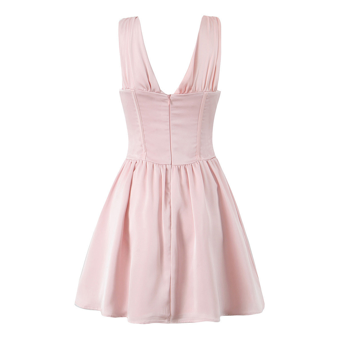 Damen figurbetontes Cocktailkleid mit V-Ausschnitt und Rüschendetails Selmira