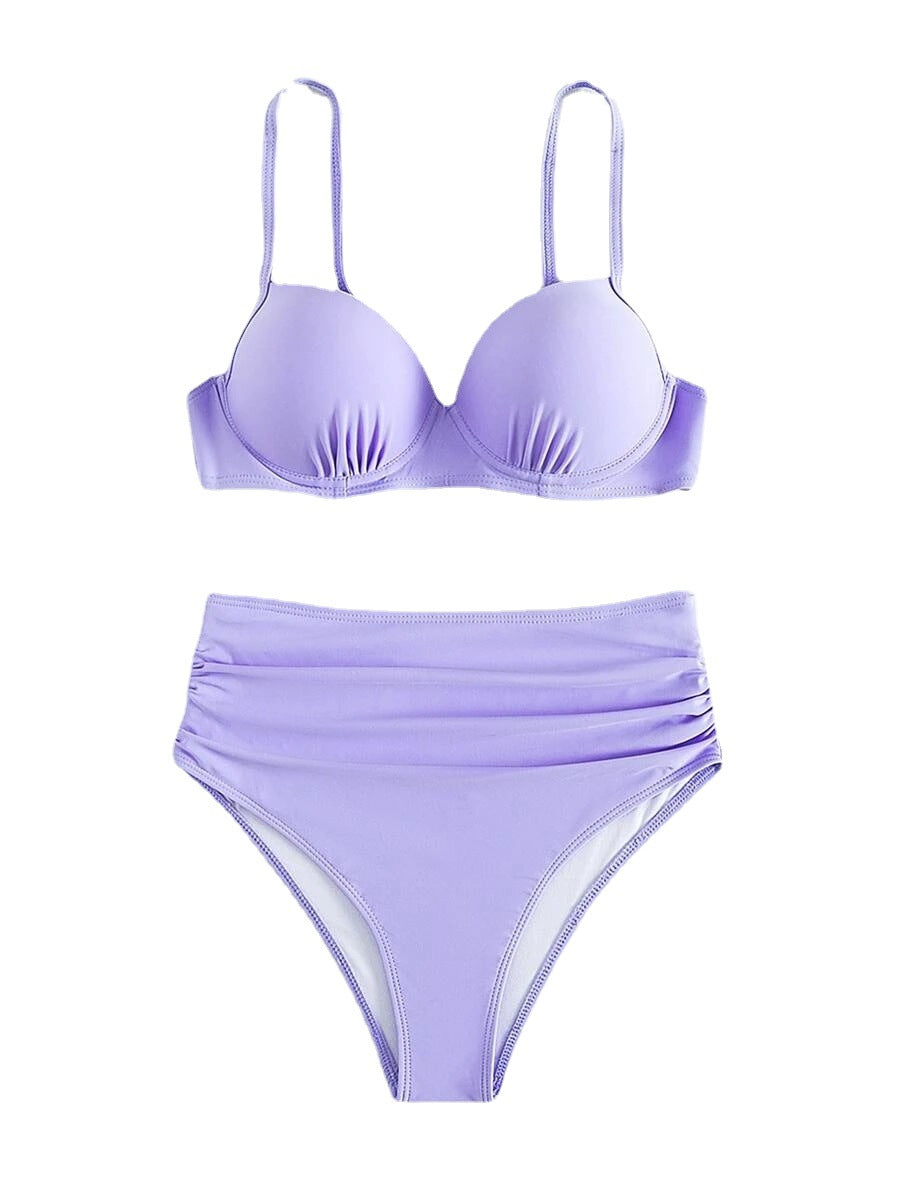 Damen Hochgeschnittener Bikini mit gepolstertem Oberteil und verstellbaren Trägern Selmira