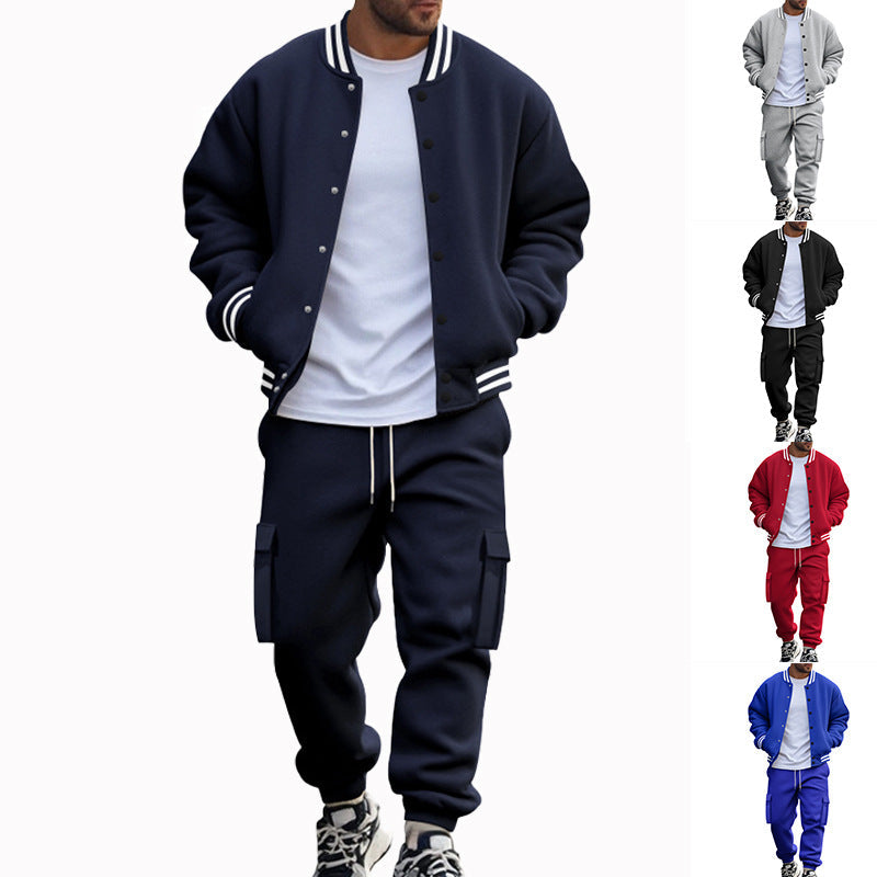 Herren nan Collegomberjacke mit kontrastbündchen und Cargo-Jogginghose Set