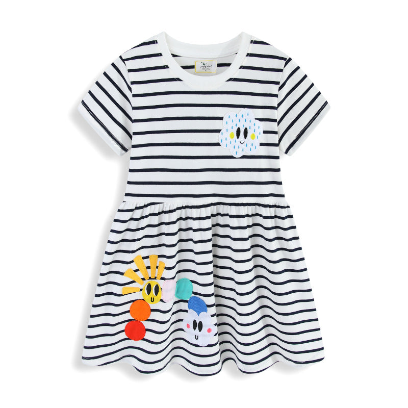 Mädchen Freizeitkleid mit niedlichen tierischen Applikationen