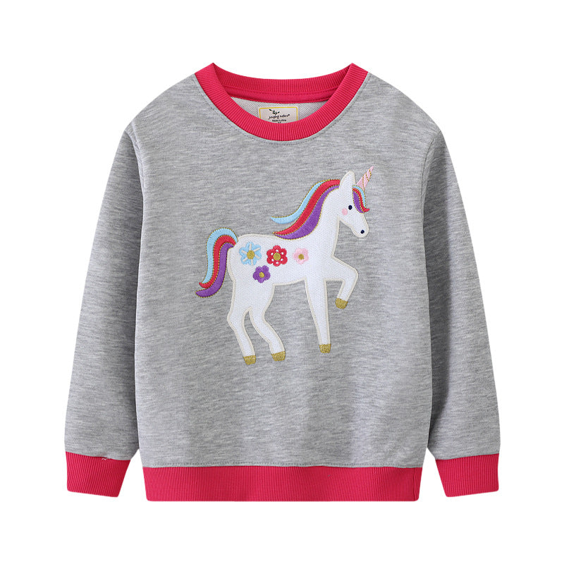 Mädchen Sweatshirt mit buntem Einhorn-Motiv