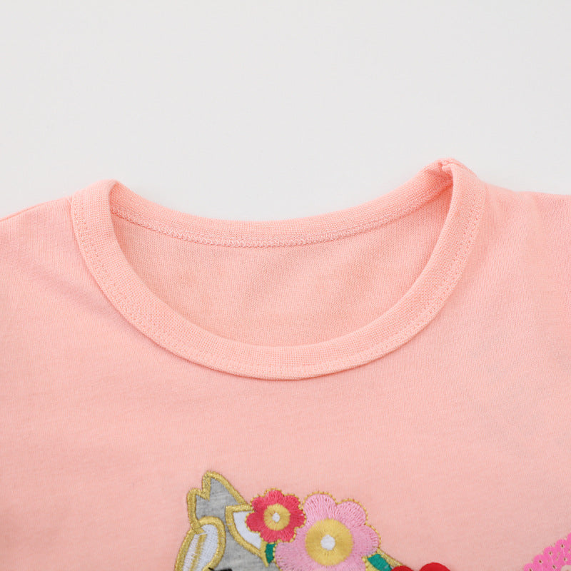 Mädchen T-Shirt mit verspieltem Einhorn-Design und Rüschendetails