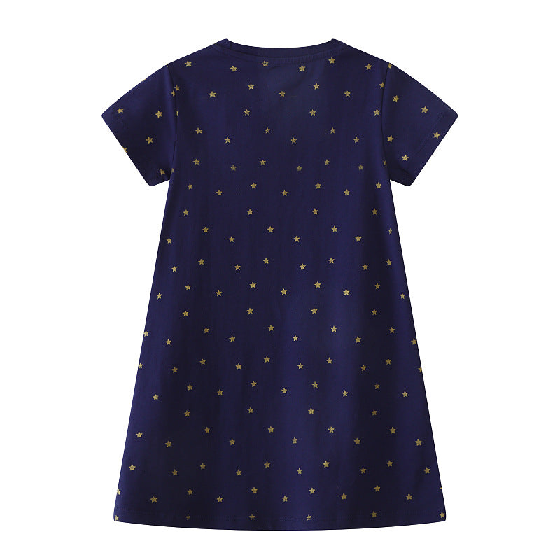 Mädchen Kurzarm Kleid mit bezauberndem Einhorn-Motiv