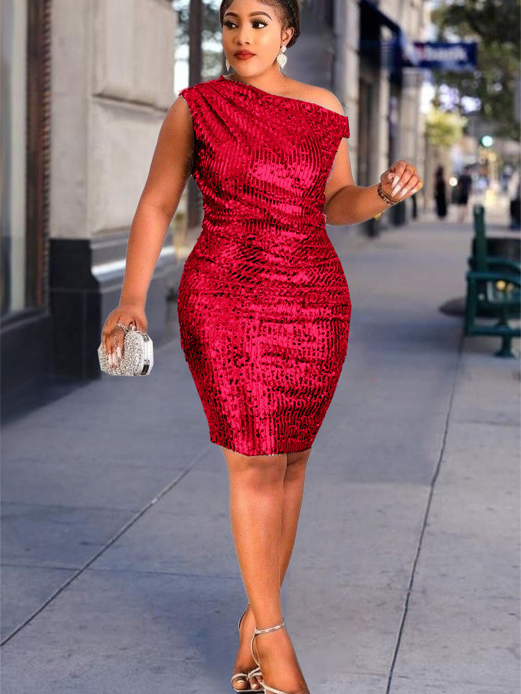 Damen Cocktailkleid mit asymmetrischem Design und elegantem Schimmer Selmira