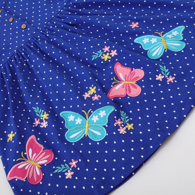 Mädchen Freizeitkleid mit floralen und Schmetterlingsapplikationen