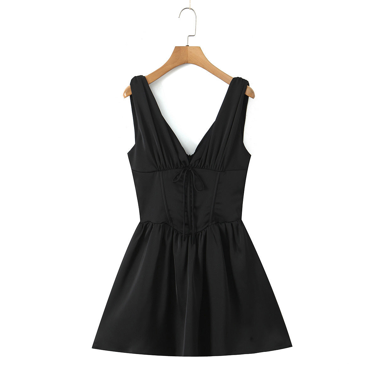 Damen figurbetontes Cocktailkleid mit V-Ausschnitt und Rüschendetails Selmira