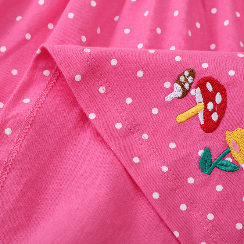 Mädchen Polka-Dots Baumwollkleid mit bezaubernden Feen-Motiven
