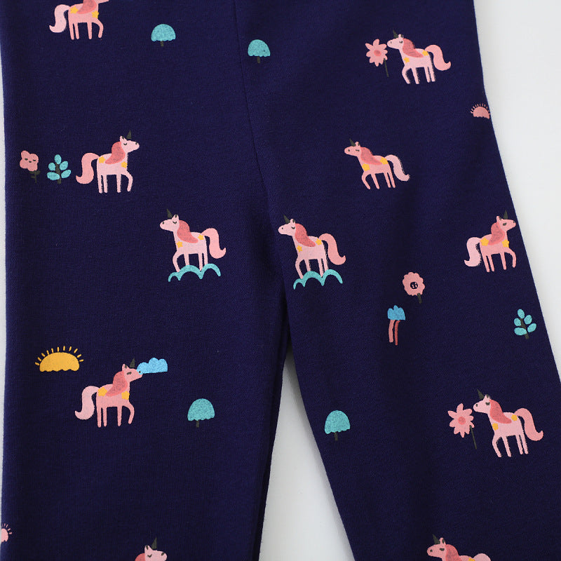 Mädchen Leggings mit buntem Einhorn-Design