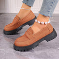 Damen nan Plateau-Loafer mit Profilsohle und Velourslederoptik