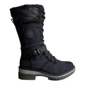 Damen nan gefütterte Schnürstiefel mit gestricktem Schaftbund, dekorativem Schnallenriemen und profilierter Gummisohle
