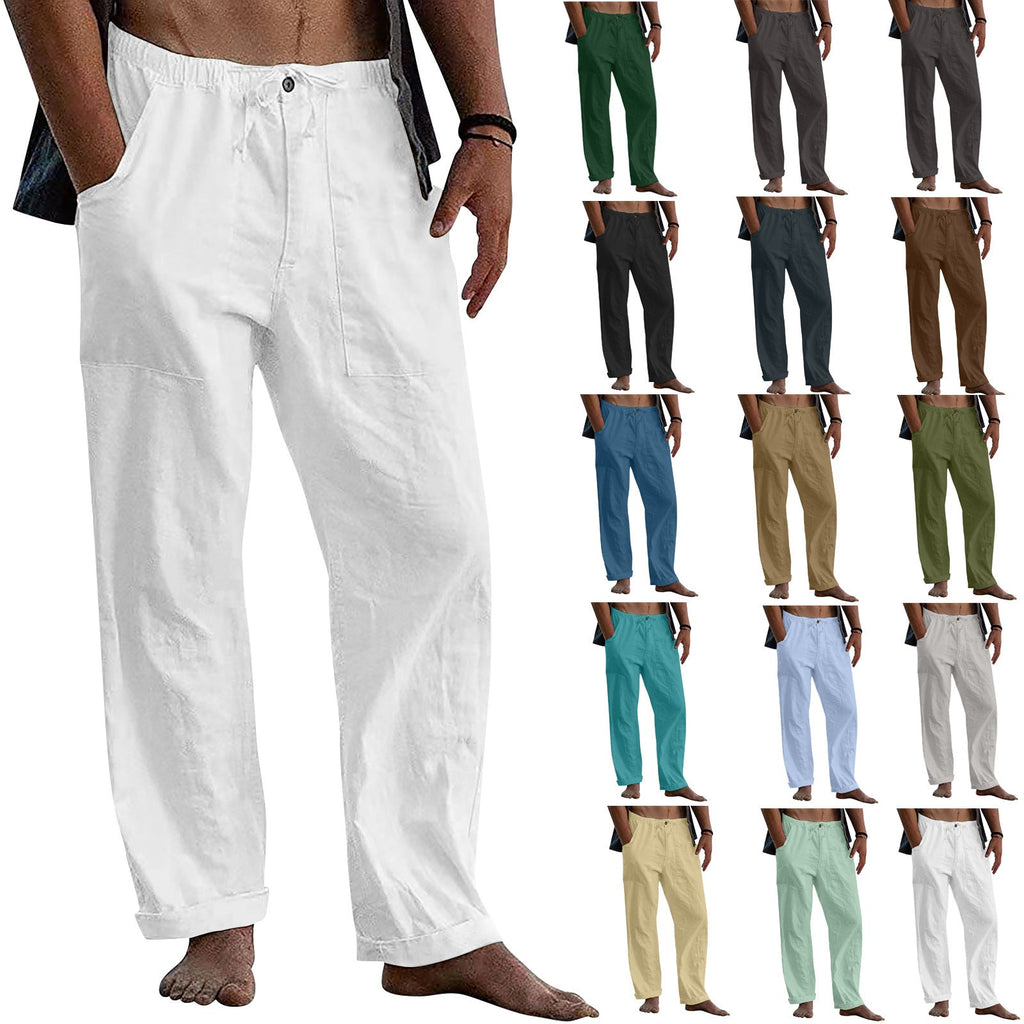 Herren nan leichte Leinenhose mit elastischem Bund und geradem Schnitt