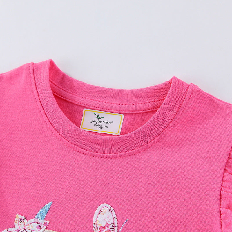 Mädchen T-Shirt mit kreativen Rüschendetails und bezauberndem Einhorn-Motiv