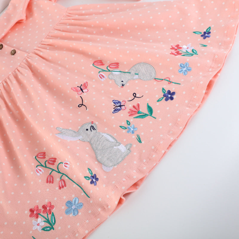 Mädchen Kleid mit niedlichem Hasenmotiv