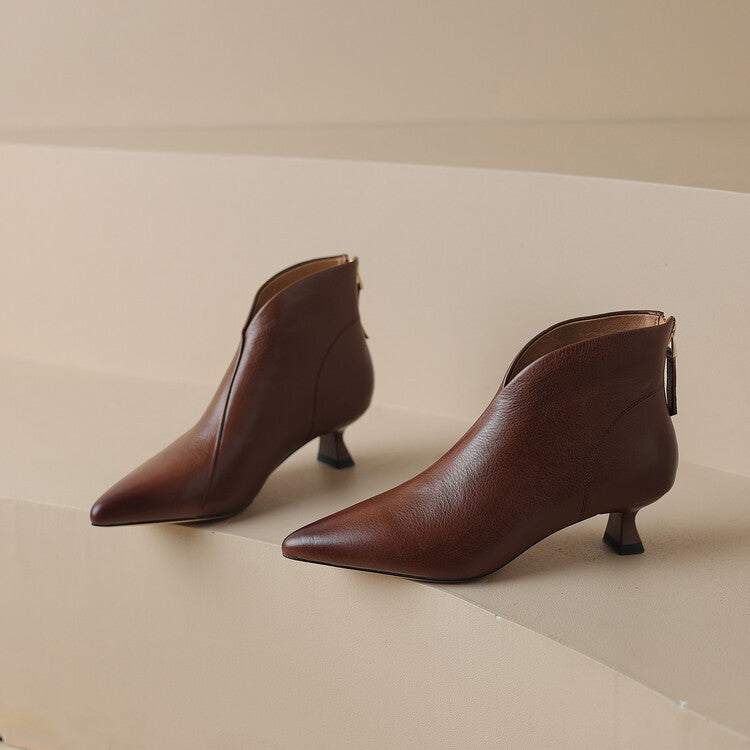 Damen nan spitze knöchelhohe Stiefelette mit niedrigem Pfennigabsatz und seitlichem Reißverschluss