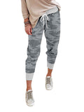 Damen nan lässige Camouflage Jogginghose mit Kordelzug und gerippten Bündchen