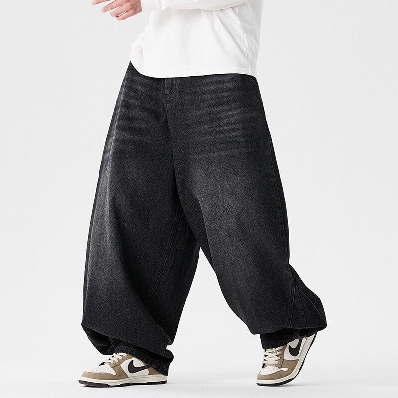 Herren nan extraweite Baggy-Jeans mit tiefem Schritt, relaxed Low-Crotch Schnitt und weitem Saum