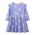 Mädchen Langarmkleid mit niedlichen Einhornmotiven
