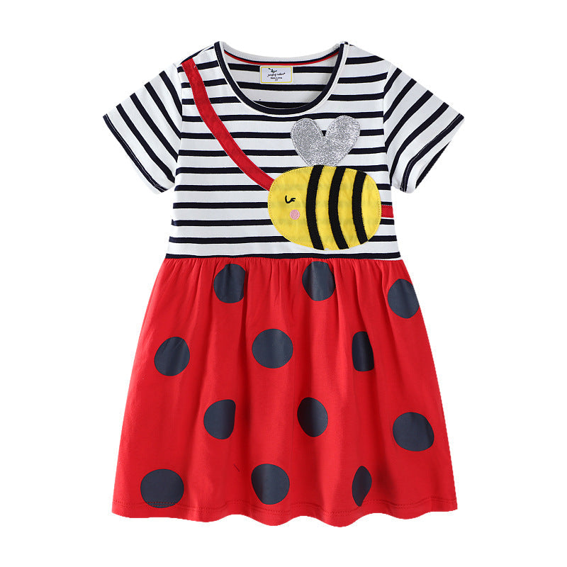 Mädchen lässiges Baumwollkleid mit Bienenmotiv
