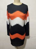 Damen nan Longsleeve-Strickkleid mit Chevron-Muster, geradem Saum und körperumspielender Passform