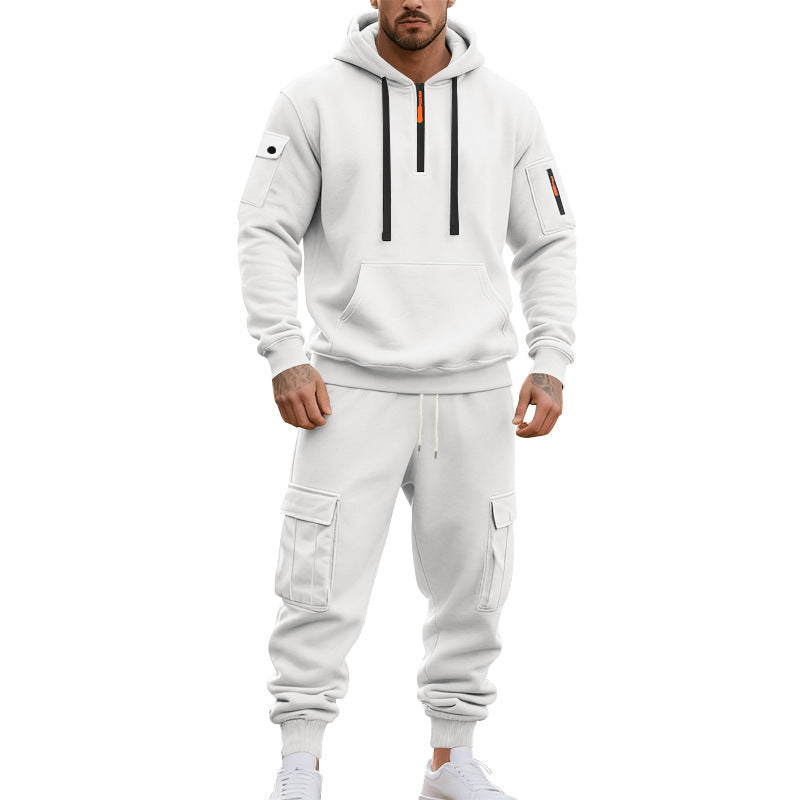 Herren nan technischer Cargo-Jogginganzug mit Halbzip, Kapuze und Mehrfachtaschen
