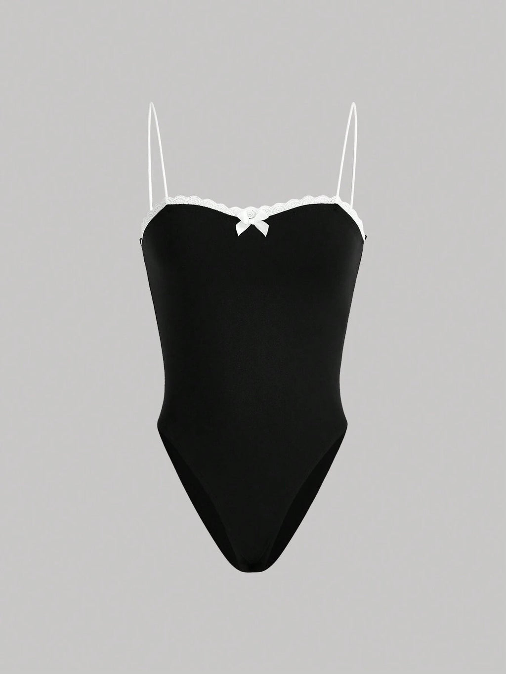 Damen eleganter Badeanzug mit Spitzenrand und Trägern Selmira