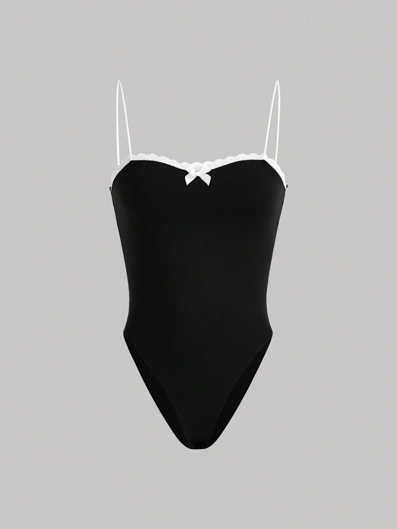 Damen eleganter Badeanzug mit Spitzenrand und Trägern Selmira