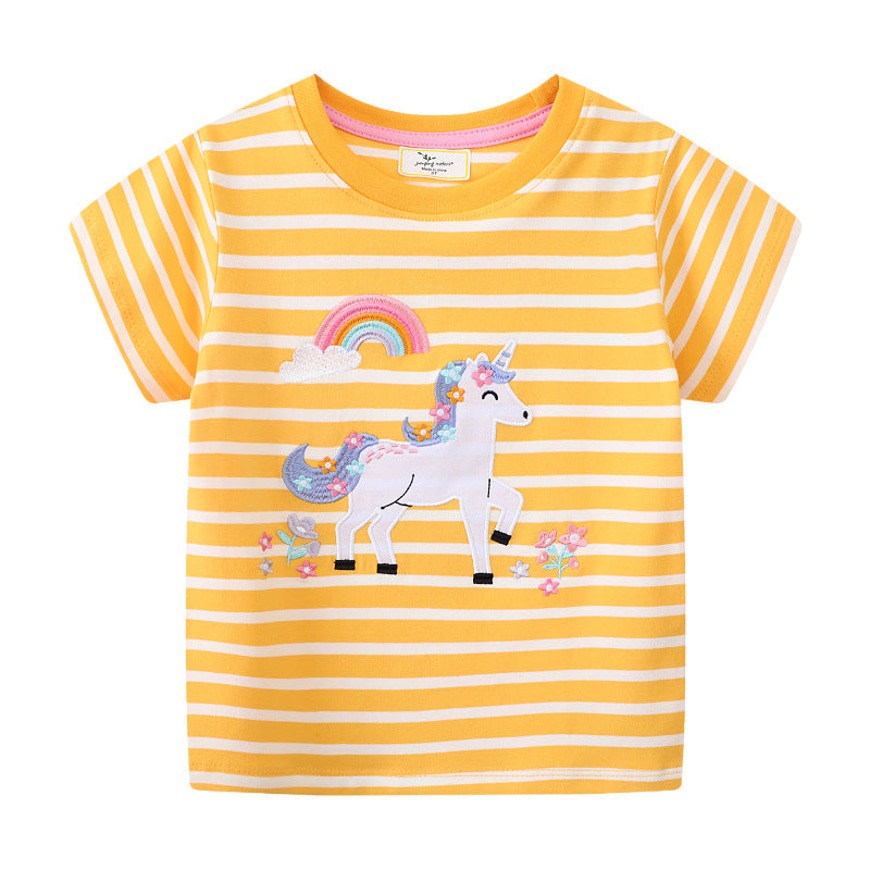 Mädchen T-Shirt mit verspieltem Einhorn-Motiv