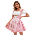 Damen nan traditionelles Dirndl Minikleid mit Spitzen-Schürze und Schnürung