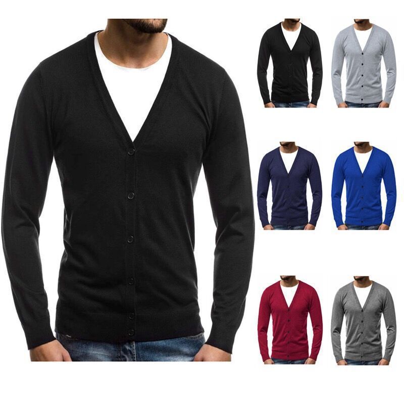 Herren nan Feinstrick-Cardigan mit V-Ausschnitt, schmaler Passform und durchgehender Knopfleiste