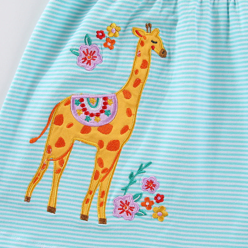 Mädchen Baumwollkleid mit fröhlichem Giraffenmotiv