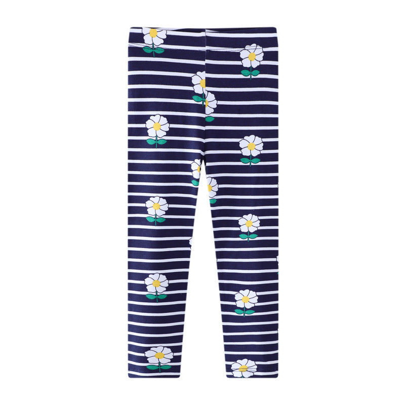 Mädchen Leggings mit floralem und gestreiftem Design