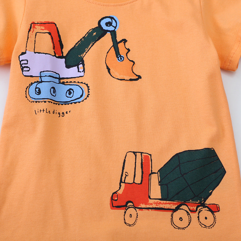 Kinder T-Shirt mit originellem Baustellenmotiv