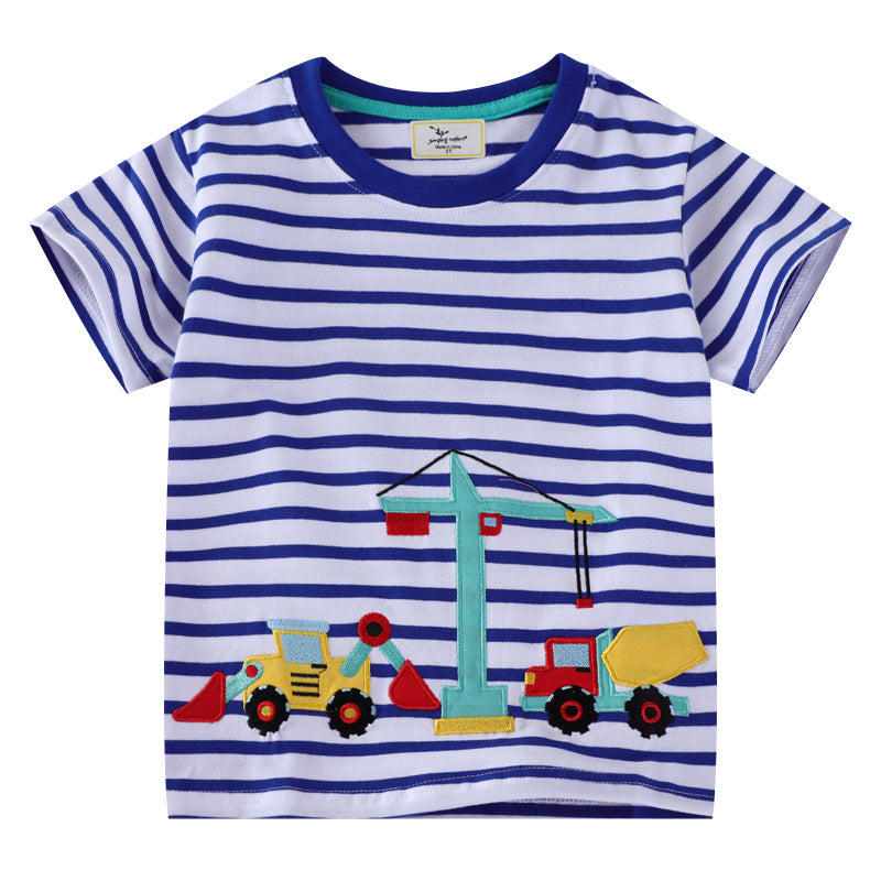 Unisex Baumwoll-T-Shirt mit buntem Baustellenmotiv