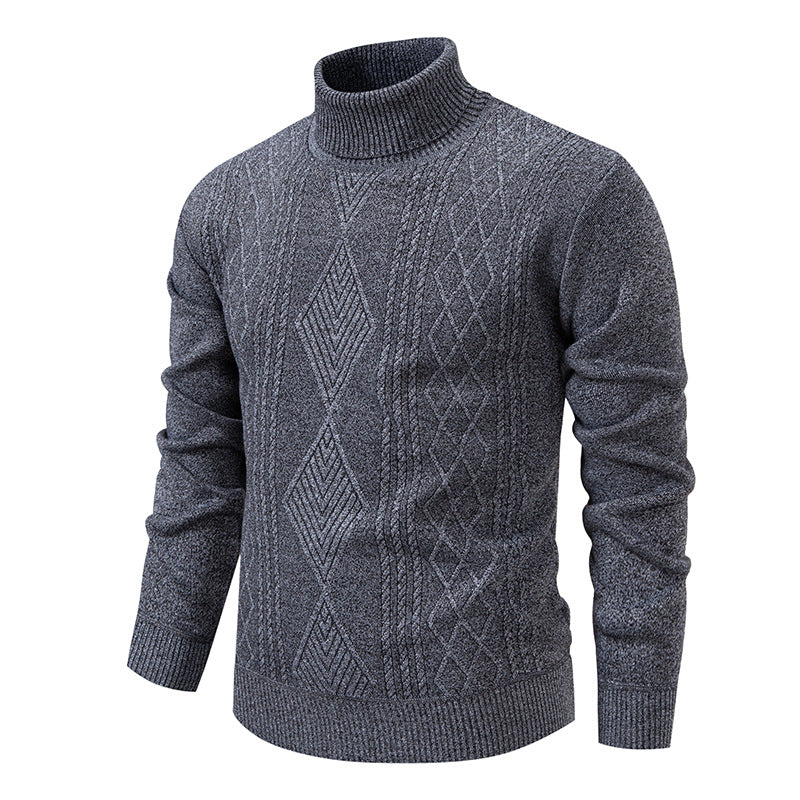 Herren nan Feinstrick-Rollkragenpullover mit strukturierter Zopfmuster-Struktur und körpernahem Schnitt