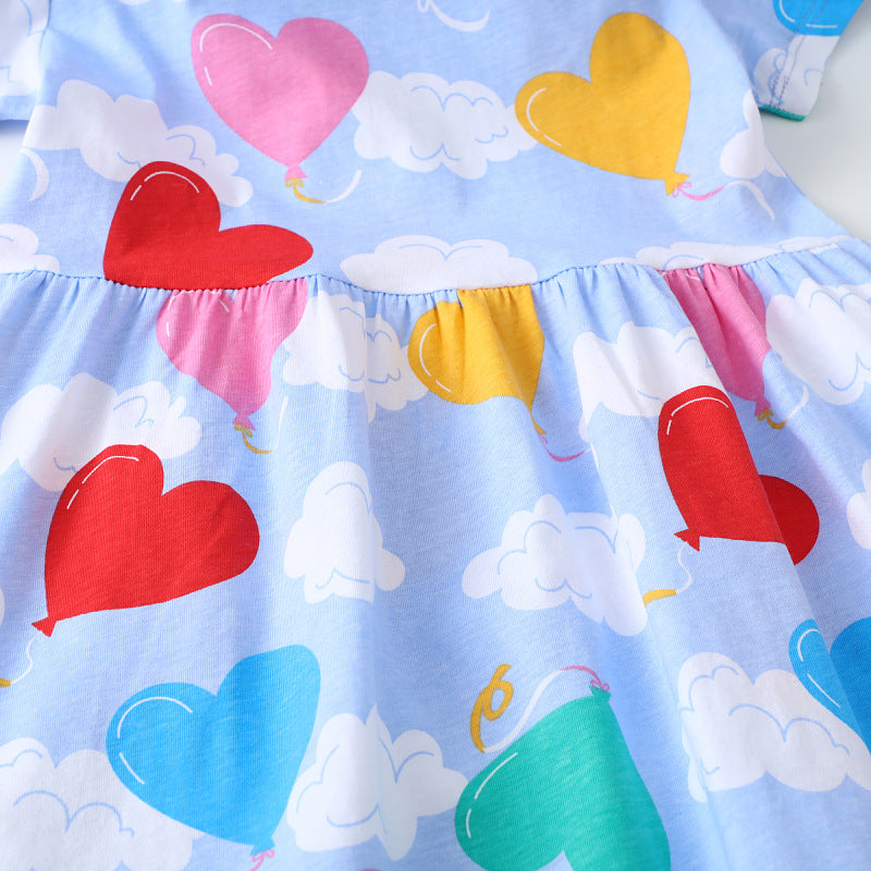 Mädchen Freizeitkleid mit fröhlichem Herz- und Ballonmotiv