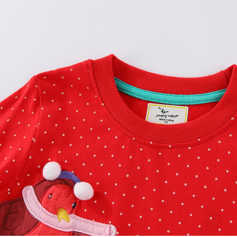 Mädchen Langarmkleid mit bunten Tierapplikationen