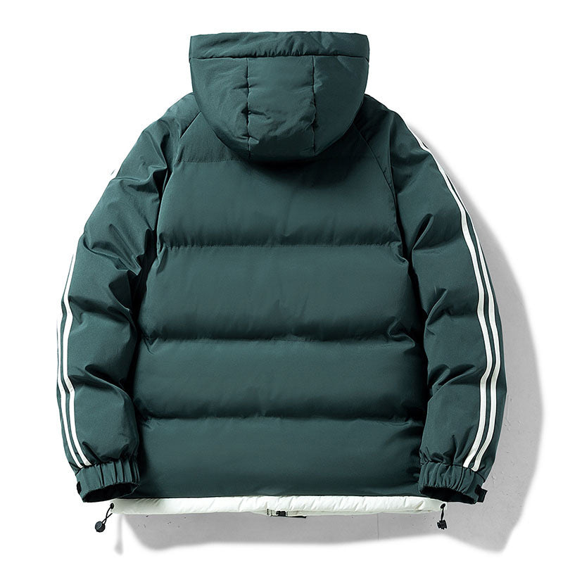 Herren nan gesteppte Kapuzen-Winterjacke mit Thermofutter, seitlichen Kontraststreifen und winddichter Außenhülle
