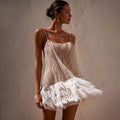 Damen Funkelndes Pailletten-Cocktailkleid mit Federn Selmira
