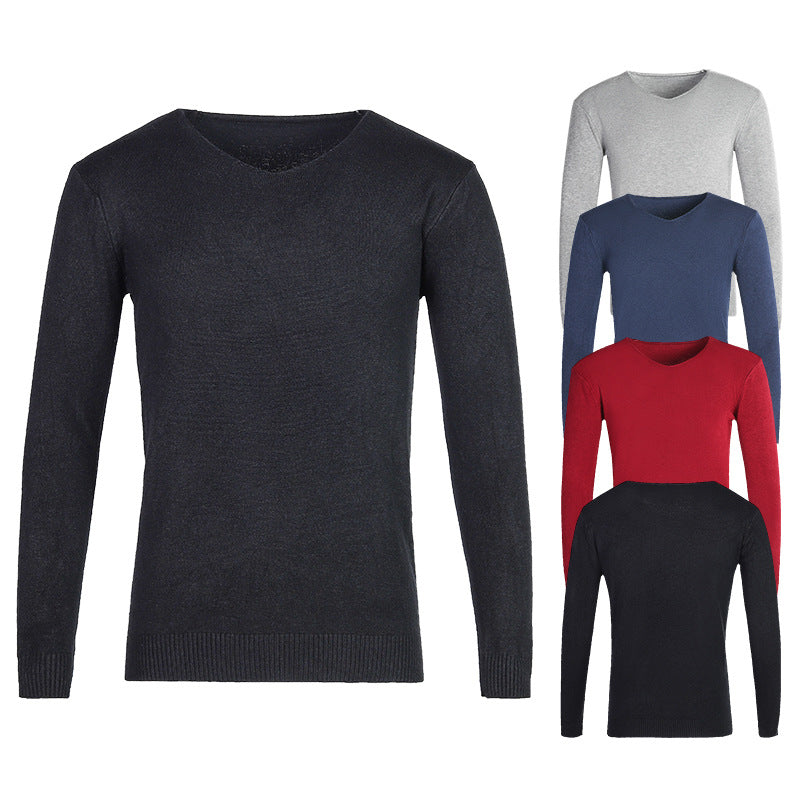 Herren nan feiner V-Ausschnitt-Pullover aus Baumwoll-Merino-Mix mit schmaler Silhouette