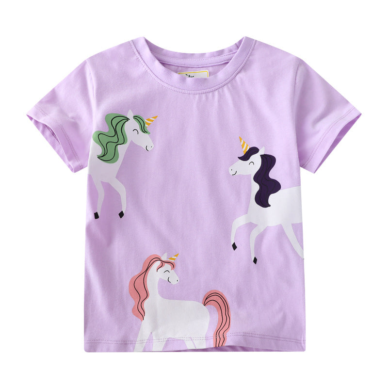 Mädchen T-Shirt mit niedlichem Einhorn-Design